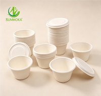 Sumkoka 1Oz 2Oz 4Oz Gobelets à sauce jetables en bagasse de canne à sucre, biodégradables, compostables, anti-fuite, compatibles micro-ondes, avec couvercle, pour les fêtes