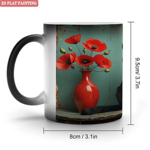 Mug à corps incurvé pour une prise en main confortable, noir givré, 11 oz, en céramique, sensible à la chaleur - Product Image 1