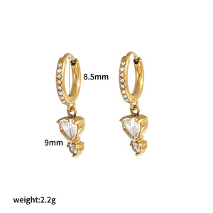 Conjunto de Joyería de Acero Inoxidable con Colgante de Corazón, Aretes y Collar, Color Oro y Plata, con Incrustaciones de Diamantes, para Uso Diario de Mujeres - Product Image 4