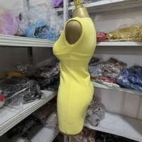 Robe mini sans manches à fermeture éclair et bandage pour femme, robe de soirée sexy