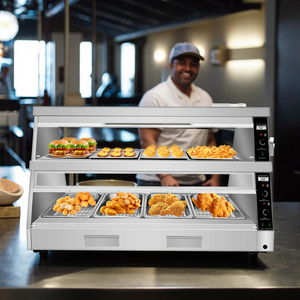 Chauffe-Plats Double Couche en Acier Inoxydable Tustin Style 400L avec Verre Transparent pour Distribution et Maintien au Chaud des Burgers - Product Image 1