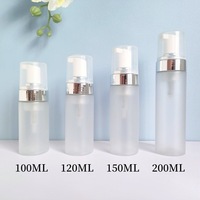 Flacon pompe en PET givré transparent, conteneur cosmétique en plastique personnalisé, emballage rond pour soins personnels, 100 ml, 120 ml, 150 ml, 200 ml