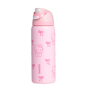 FreeSip Water <strong>Bottle</strong> - Double Sip Lid, BPA-Free Leakproof, 32 oz Fits Car Cup Holder, <strong>Pink</strong> Kitty Cat Stainless Steel Cup - Product Image 1