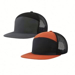 Wholesale High Quality Custom 7 Panels <b>Plain</b> Sport Snapback <b>Caps</b> Mesh Trucker Hats Trucker <b>Caps</b> - Product Image 1