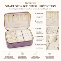 Étui de voyage pour bijoux de luxe, organiseur de bijoux en cuir vegan violet avec compartiments, protection sécurisée, cadeau élégant pour femmes