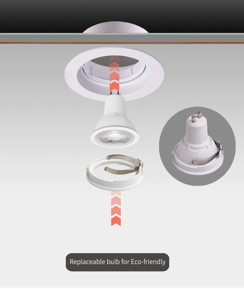 Apartment Recessed Cob Downlight GU5.3 Round Black Adjustable LED Down Light