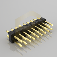 Connecteur de broches mâles en laiton pour carte PCB, pas de 2,54 mm, 2x9 broches, 12V, rond, pour PCB PZ254-2-09-Z