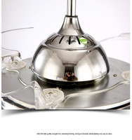 Ventilador de Techo con Cristal y Luces con Control Remoto, LED con 3 Configuraciones de Iluminación, Ventilador de Techo Moderno Invisible y Retráctil