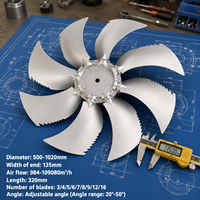 Ventilateur axial à impeller unique en alliage d'aluminium à 8 pales, robuste, haute résistance, résistant aux hautes températures, à lame courbée