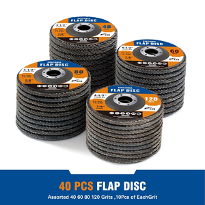 Prêt à expédier : 160 disques à lamelles en zircone de 4-1/2 po, grains mixtes 40/60/80/120, T29 pour meulage du bois et du métal, pour meuleuse d'angle SATC - Product Image 3