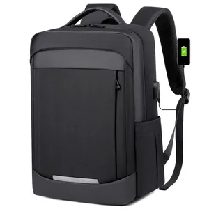 Mochila con cargador USB antirrobo para portátil inteligente, bolso de gran capacidad, multifunción, nailon, suave, a la moda, resistente al agua, color negro