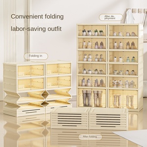 נעל מתקפל כפול שורה של תיבת אחסון משולבת תיבת אבק חסין דלת ארון התקנה-עמדת נעל לשימוש ביתי - Product Image 2