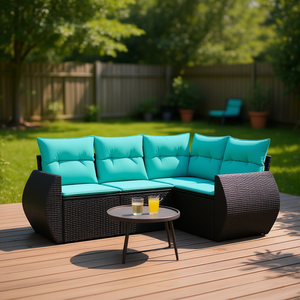 Set Divano da Esterno in Rattan a 6 Posti, Stile Contemporaneo, Design Moderno per Uso Residenziale - Product Image 2