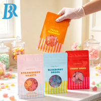 Sacs d'emballage personnalisés refermables à fermeture éclair pour bonbons, sachets en papier kraft avec fenêtre, pour bonbons suédois, bonbons à emporter, avec logo, sacs à fond plat