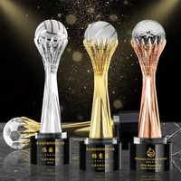 Personnalisé Or Argent Bronze Métal Globe Volleyball Tennis Golf Ballon de Football Sport Événement Ballon Trophée