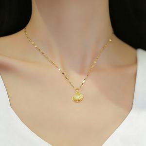 Collar de Perlas de Imitación con Diseño de Concha para Mujer, Creativo con Incrustaciones de Perlas, Regalo para Banquete o Boda - Product Image 5