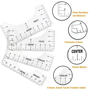 Juego de reglas rectas para medir cuellos de camisetas de plástico con cuello redondo - Product Image 3