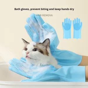 Gants de bain en silicone pour animaux de compagnie, anti-rayures, anti-morsure, outil de bain pour chien et chat - Product Image 4