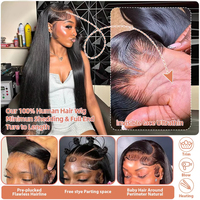 Rambut Manusia Malaysia 38 40 Inch 260% 13x6 Bone Straight Lace Front Human Hair 13x4 Lace Frontal Wig