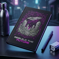 Carnet de notes personnalisé A5 en lin avec couverture rigide 140x210 mm, impression sérigraphiée holographique Cyberpunk