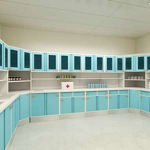 خزانة طبية من الفولاذ المقاوم للصدأ للعيادات والمستشفيات، تصميم عصري ببابين و3 أدراج، تثبت على الحائط، أثاث تجاري متين - Product Image 1