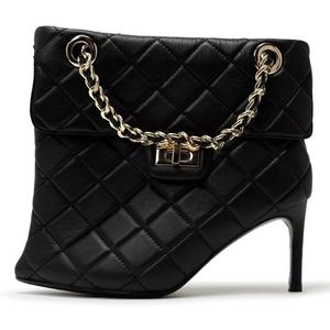 Nouvelles bottes courtes élégantes à talons pointus, design unique en forme de sac, couleur bordeaux, avec chaîne métallique, pour l'automne - Product Image 4