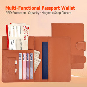 Fabrika Özel LOGO Hediye RFID Korumalı Vintage PU Deri Çok Fonksiyonlu Kartlık Cüzdan Pasaportluk Bilet Kılıfı - Product Image 2