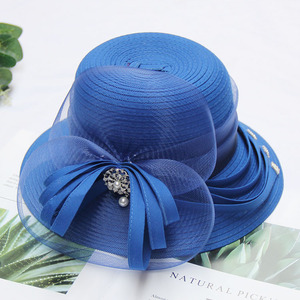 قبعة نسائية صيفية مزينة بالزهور, قبعة نسائية صيفية مصنوعة من أحجار الشمس والأورجانزا هاتتشيرتش وكنتاكي ديربي فاسيناتور مناسبة للزفاف أو حفلات الزفاف - Product Image 3