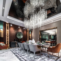 Lampes suspendues modernes en forme de goutte de pluie pour le salon, lustres de luxe en cristal de verre transparent