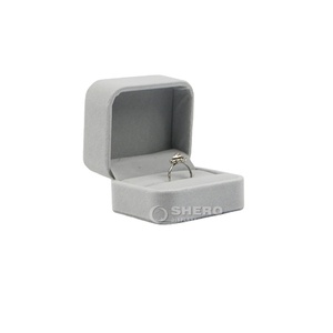 Elegant Light Gray Velvet Jewelry Gift Box Set for <b>Rings</b> Necklaces Bracelets Soft Plush Packaging Case With Custom Options - Product Image 1