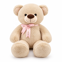 Peluche personnalisée, ours en peluche beige, animal en peluche avec nœud en satin rose, peluches douces au toucher, pour la Saint-Valentin, décoration de la maison, cadeau