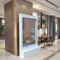 Cascade en verre miroir moderne avec lumière LED blanche chaude en vente directe d'usine pour décorations de mariage