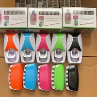 Soporte de pared familiar antipolvo para pasta de dientes, dispensador de 5 ranuras para cepillos de dientes, exprimidor automático de pasta de dientes, juego de soporte. ¡Gran oferta!