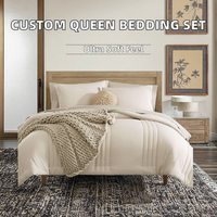 Parure de lit moderne sur mesure pour lit Queen Size, 4 pièces, toutes saisons, avec couette matelassée tissée, housse de couette moelleuse et chaude, unie, 200 fils/cm²