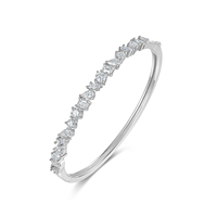 925 Sterling Silber Moissanit Armreif Ausgefallene Form Herz Birne Marquise Cluster Unregelmäßiger Statement-Armreif Schmuck für Frauen