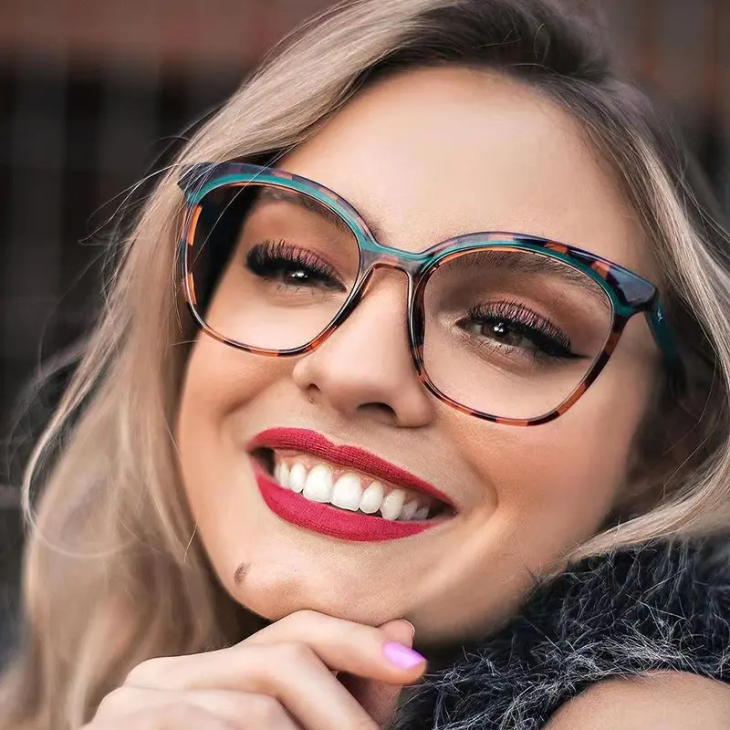 Luxo Optical Glasses Frame Mulheres Homens Rodada Oversized Óculos Quadros TR90 Óculos Lentes Claras Óculos mulheres