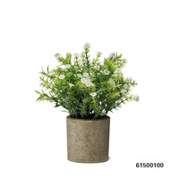 Petit Bonsaï Artificiel, Herbe Artificielle, Romarin, Ruscus, Gypsophile en PE, Plantes en Pot Rose Écologiques 22cm pour Décoration de Table