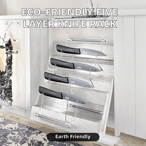 Espositore per Coltelli da Cucina in Acrilico Ecologico a Cinque Livelli, Design Moderno e Semplice con Superficie Lucida per Negozi di Coltelli - Product Image 2