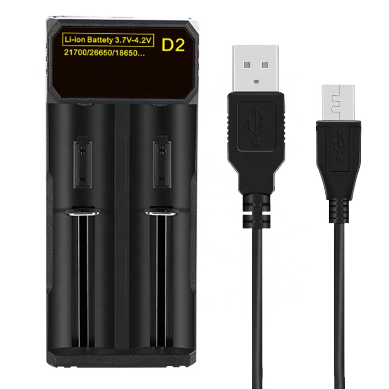 Зарядное устройство USB с 2 слотами, фонарики, литий-ионный перезаряжаемый аккумулятор 18650 26650, зарядное устройство
