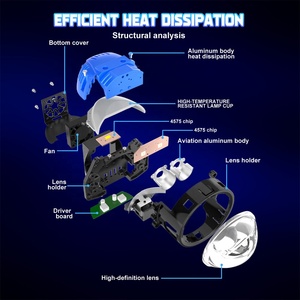Lente <span class=keywords><strong>de</strong></span> Proyector Bi-LED Xenplus <span class=keywords><strong>de</strong></span> Fábrica OEM LP58 Actualizada, 3 Pulgadas H4 190W, Mini Faro LED, Color 6500k, Lente <span class=keywords><strong>de</strong></span> Proyector Láser Bi-LED - Product Image 5