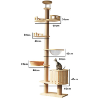 Structure d'escalade pour chat tout-en-un avec perchoir, nid, griffoir en sisal, plateforme de saut en bois massif, durable, facile à assembler, fabriqué en Chine