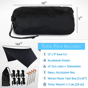 WOQI vente en gros auvent extérieur hamac de survie Rainfly Camping tente bâche Polyester 210D grand <span class=keywords><strong>Ultra</strong></span> léger étanche - Product Image 3