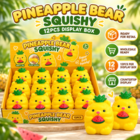 En gros, Jouet Squishy en PU à remontée lente, Ours Ananas et Pastèque Mignonne, Doux à câliner, Anti-stress