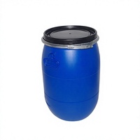 Fût en plastique bleu HDPE à ouverture supérieure de 220 litres (55 gallons) recyclable avec cerclage en fer