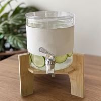 Baril à vin, jus, lait ou bière classique de 2,3 L en verre borosilicate soufflé à la main avec robinet en plastique – Idéal pour les fêtes et la cuisine