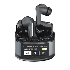 Derniers écouteurs R06 ANC ENC avec écran tactile coloré LCD TWS casque stéréo sans fil à deux canaux de type C nouveau casque V5.3