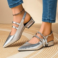 Escarpins d'été personnalisés grande taille pour femme, confortables, à boutons, talons fins, avec lanières convertibles et bout pointu fermé