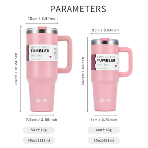 Tasse d'Aventure Tendance 40 oz, Gobelet <span class=keywords><strong>Isotherme</strong></span> 40Oz, <span class=keywords><strong>Mug</strong></span> de Voyage en Acier Inoxydable Double Paroi avec Poignée et Paille Métallique - Product Image 2