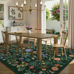 Tapis de sol LIVEBOX Sunflower Green 8x10 lavable et antidérapant pour la décoration du salon et de la chambre - Product Image 3