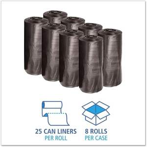 Bolsas de Basura Domésticas de Grado Medio Boardwalk 3339H, 33x39, 33 Galones, 0.50 Mil, Negras, 25 Bolsas/Rollo, 8 Rollos/Contenedor - Product Image 1